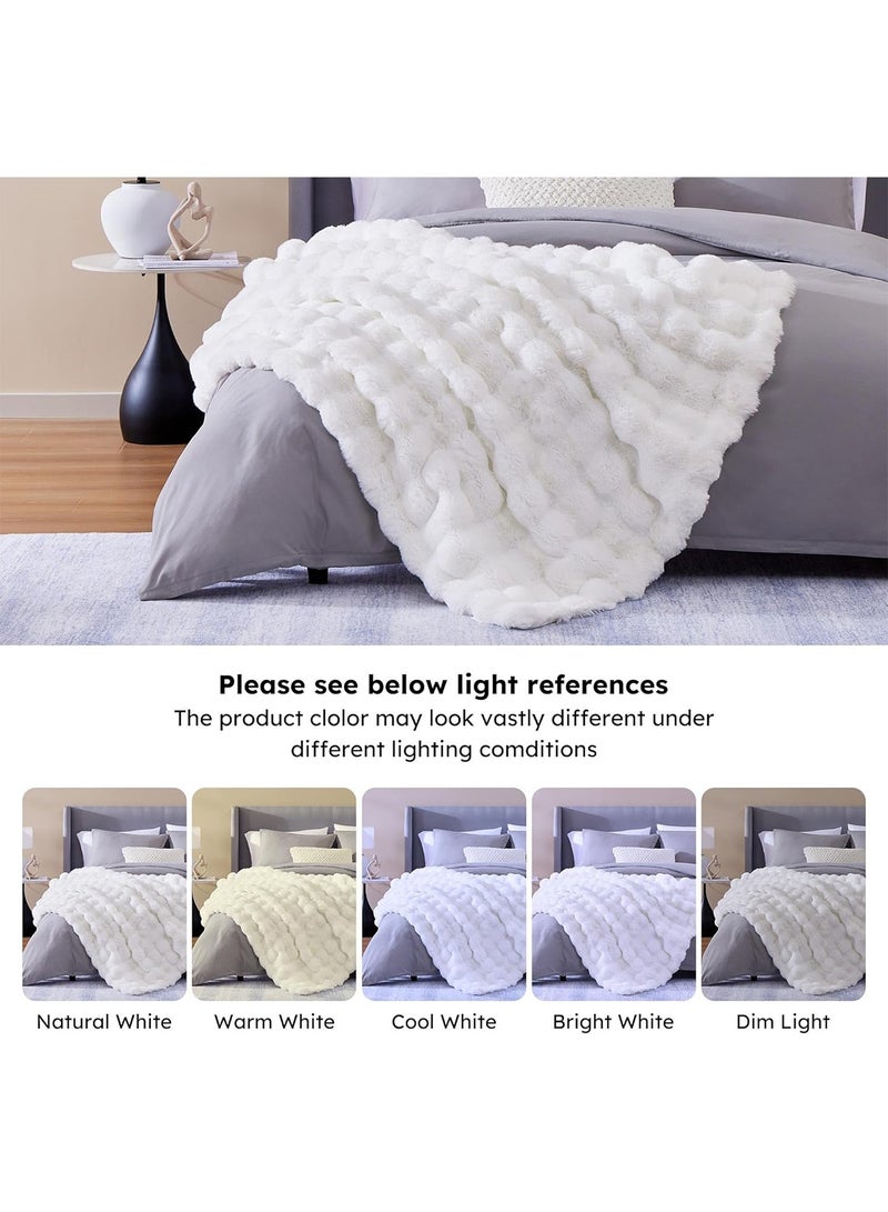 Luxury Plush Throw Blanket Super Soft Cozy Fuzzy Blanket Faux Rabbit Fur Blanket Lightweight Blanket