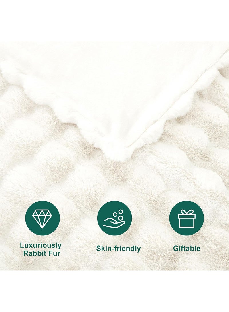 Luxury Plush Throw Blanket Super Soft Cozy Fuzzy Blanket Faux Rabbit Fur Blanket Lightweight Blanket