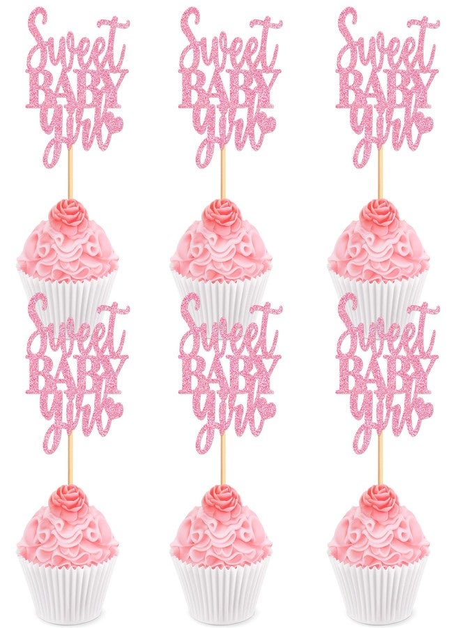 Ercadio 24 Pcs Baby Shower Cupcake Toppers Picks Pink Sweet Baby Girl Party Cake Decoration Baby Birthday Party Theme Decor Supplies - Image 1