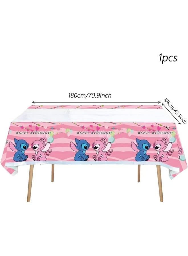 pink party supplies including banner, 9-inch plates, knives, spoons, forks, paper towels, gift bags, tablecloths, and decorations! Comes with a cute pink patchwork print - Image 3