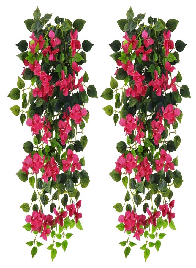 Elecxlink Fake Hanging Flowers Plants Bougainvillea Artificial,UV Resistant Faux Silk Flower Fabric Vine for Indoor Outdoor Garden Porch Eave Fence Wedding Wall Spring Summer Decor - Image 1