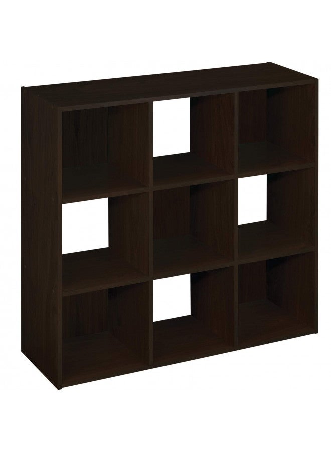 ClosetMaid ClosetMaid 9 Cube Laminated Wood Stackable Open Bookcase Display Shelf Organizer for Household, Living Rooms, and Studies, Espresso - Image 1