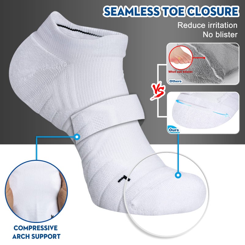 Hylaea Low Cut Athletic Running Socks for Women Ladies Cushion No Show Compression Socks for Sprots Gym Workout Coolmax - Image 3