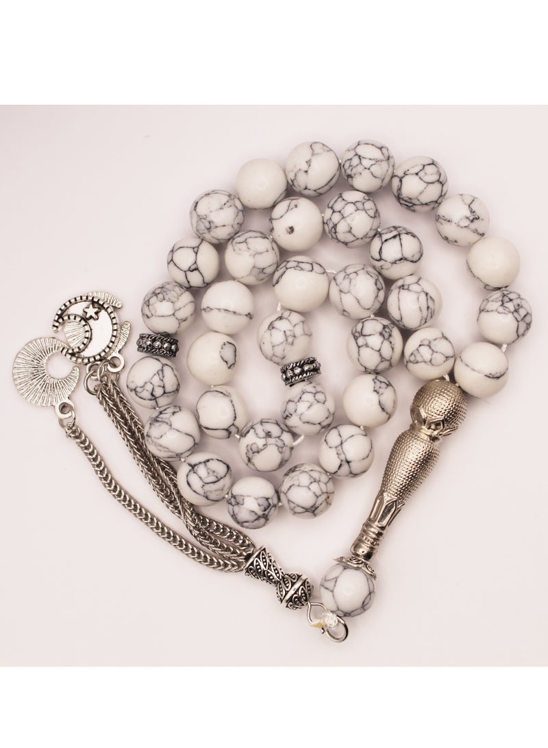 فاشون لاين مسبحة مسلمة تقليدية من الحجر النقي 33 تسبيح/خرز للصلاة - Image 1