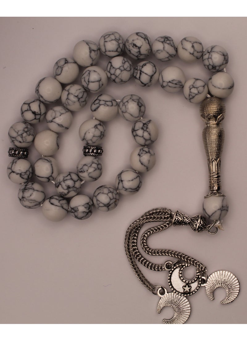 فاشون لاين مسبحة مسلمة تقليدية من الحجر النقي 33 تسبيح/خرز للصلاة - Image 4