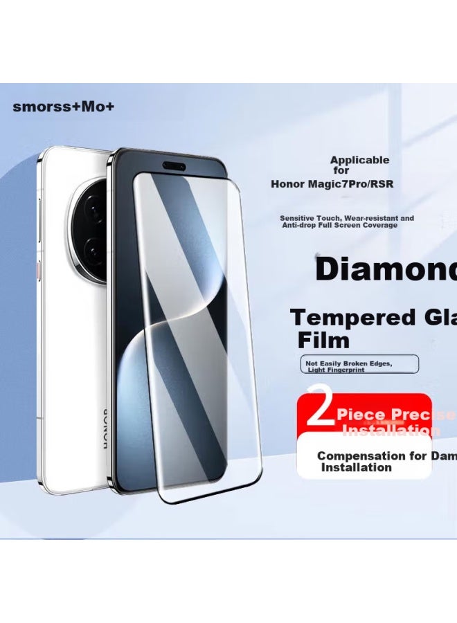 Smorss 2-piece Premium Tempered Glass Screen Protector For Honor Magic 7 Pro/rsr/honor Porsche Design, High Definition Curved Diamond Anti-drop Full Screen Coverage Anti-fingerprint Film