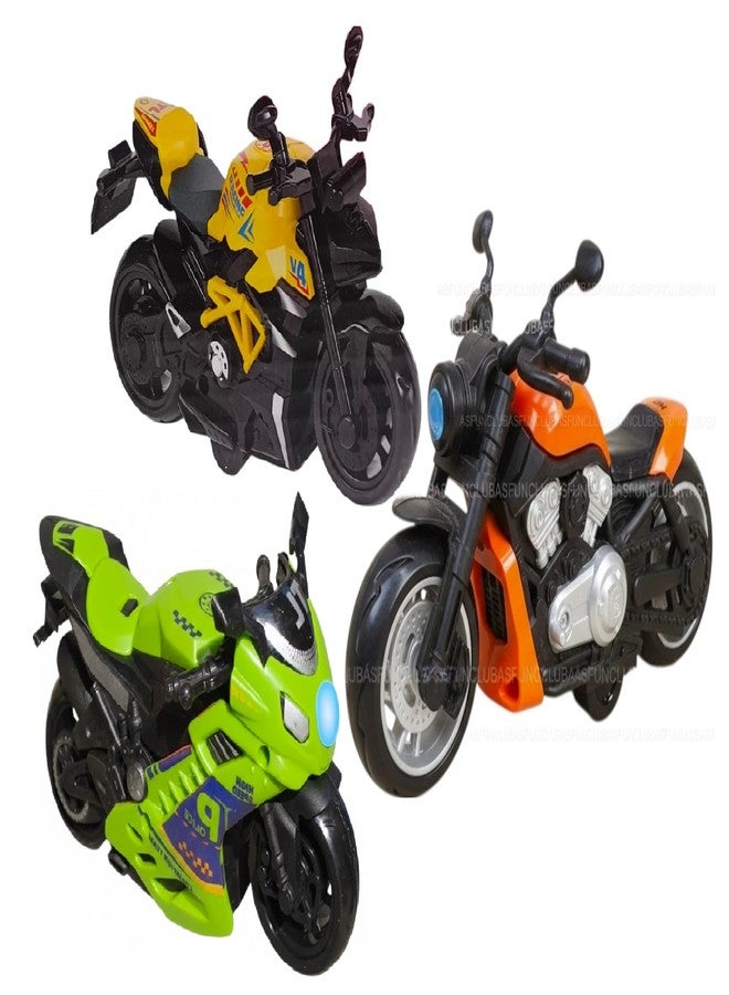 ASFunClub FunClub Sports Bike Toys Pull Back Vehicle Toys for Kids Push and Go Crawling Toys for Boys Car Push and Go Toys for Kids Friction Powered Toy Vehicles Toys for Baby Best gift toy-Random Color-3 Bikes - Image 1