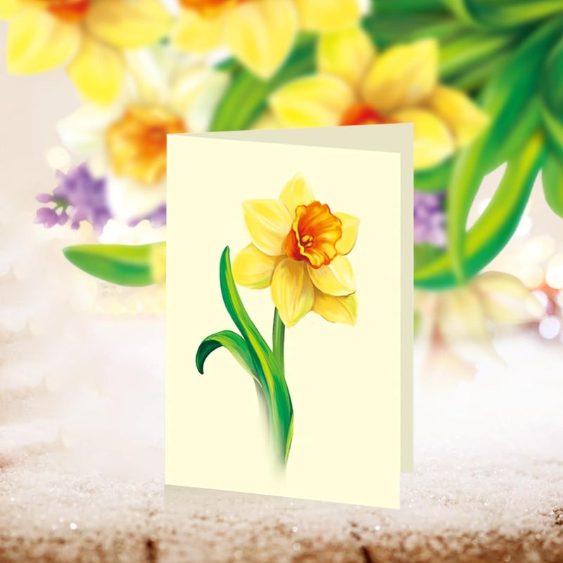 Airpark Pop Up Card Paper Flowers Bouquet, 3D Popup Greeting Cards with Note Card & Envelope, Birthday Cards Birthday Gifts Get Well Cards for Women Mom Wife, 14" Daffodils & Lilacs - Image 4