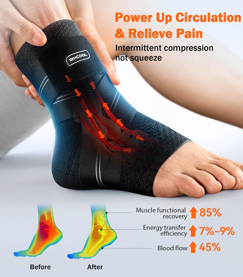 Flat Knitting Ankle Brace For Womenu0026Men, 7-Zone Dynamic Compression Sleeve w/Flex Strap,Foot Support For Sports, Sprained Ankle, Achilles Tendonitis, Plantar Fasciitis Relief(Pack of1)L, Black - Image 2