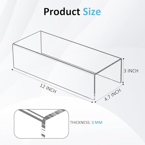 Sezanrpt Acrylic Shelf Riser 12x47x3 pack of 2 Desktop Rectangular Acrylic Tray Pedestal Stand for Funko Pop Figure Bags 12x47x3 Inch - Image 3