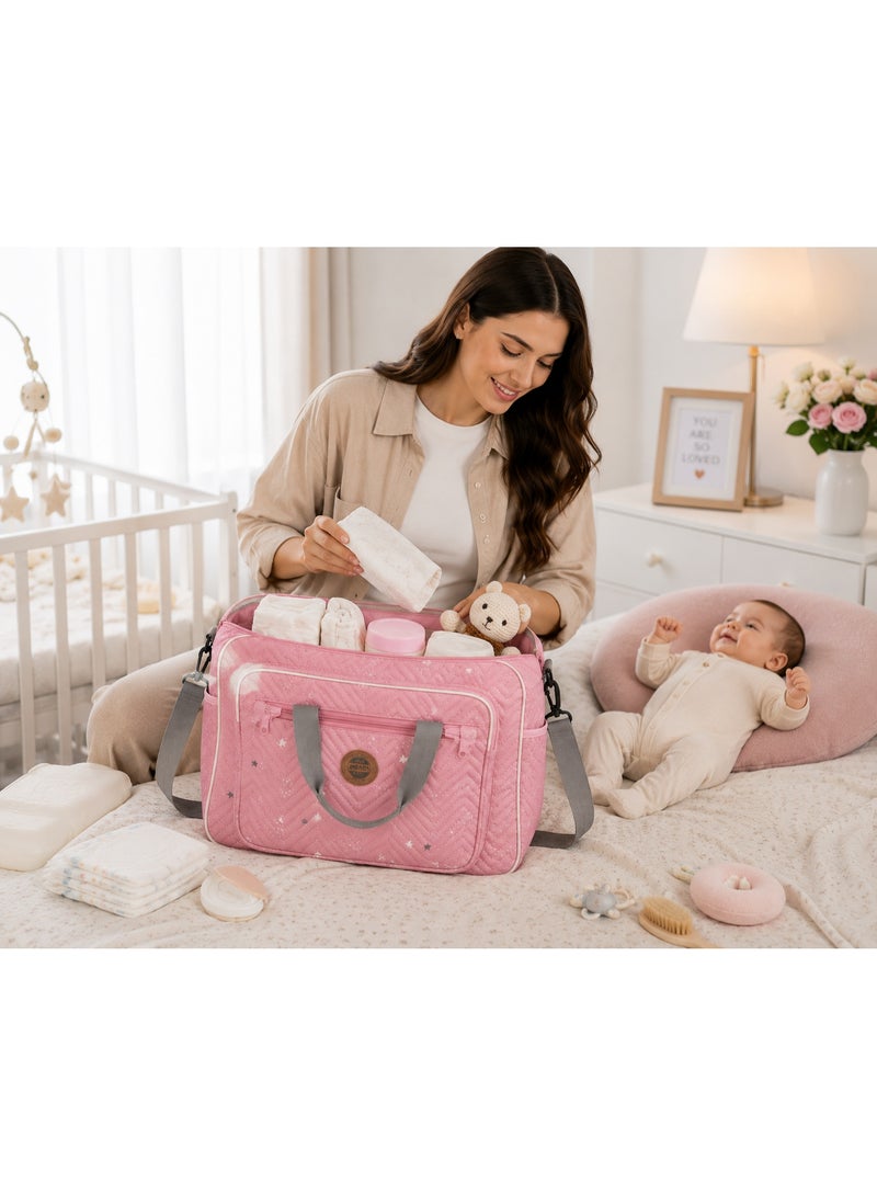لافلي حقيبة حفاضات LOVELY متعددة الاستخدامات بسعة كبيرة مع جيوب تنظيم للأم والطفل - Image 4