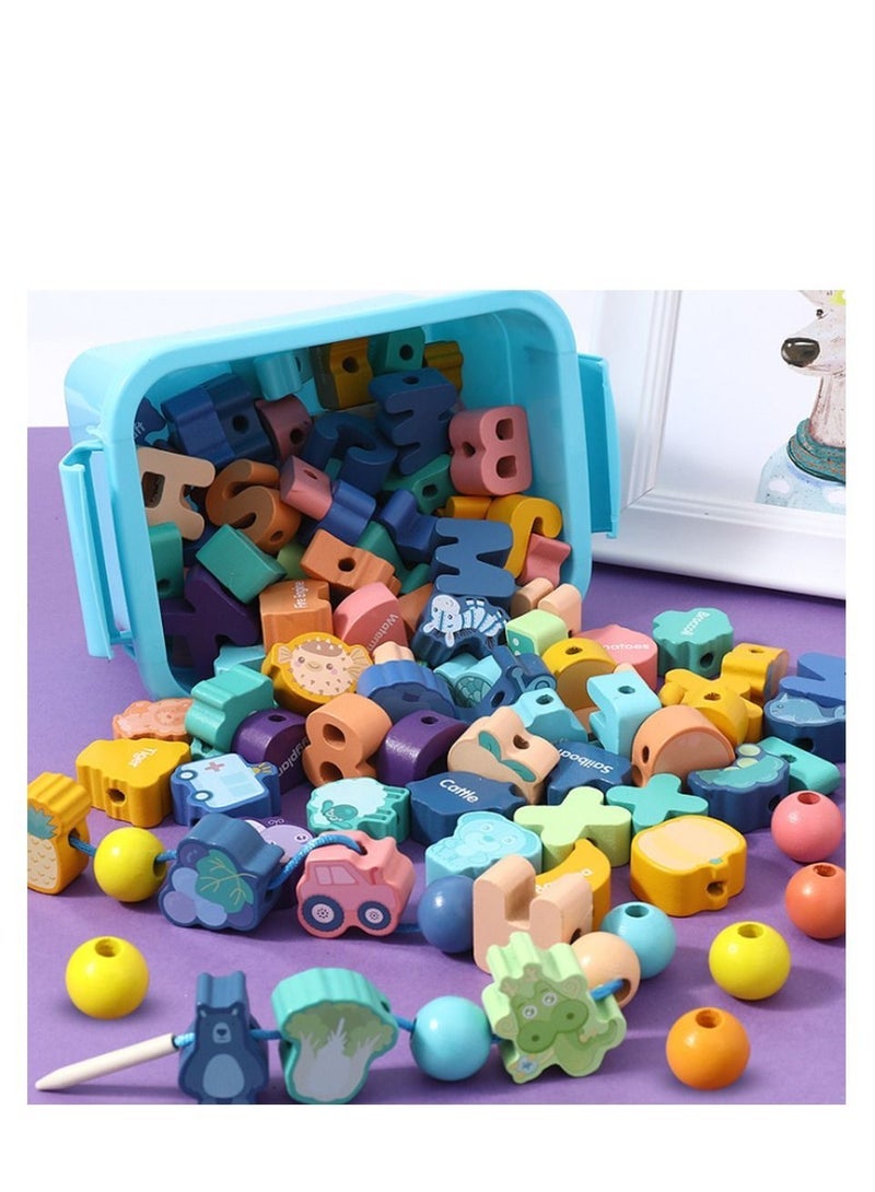 Loquat Lacing Beads Toys for Toddlers Wooden Primary String Threading Beads Animals Fruits Lacing Toy Preschool Fine Motor Skills Educational Toy for 3 4 5 6 7 8 Years Old Kids Boys Girls - Image 2