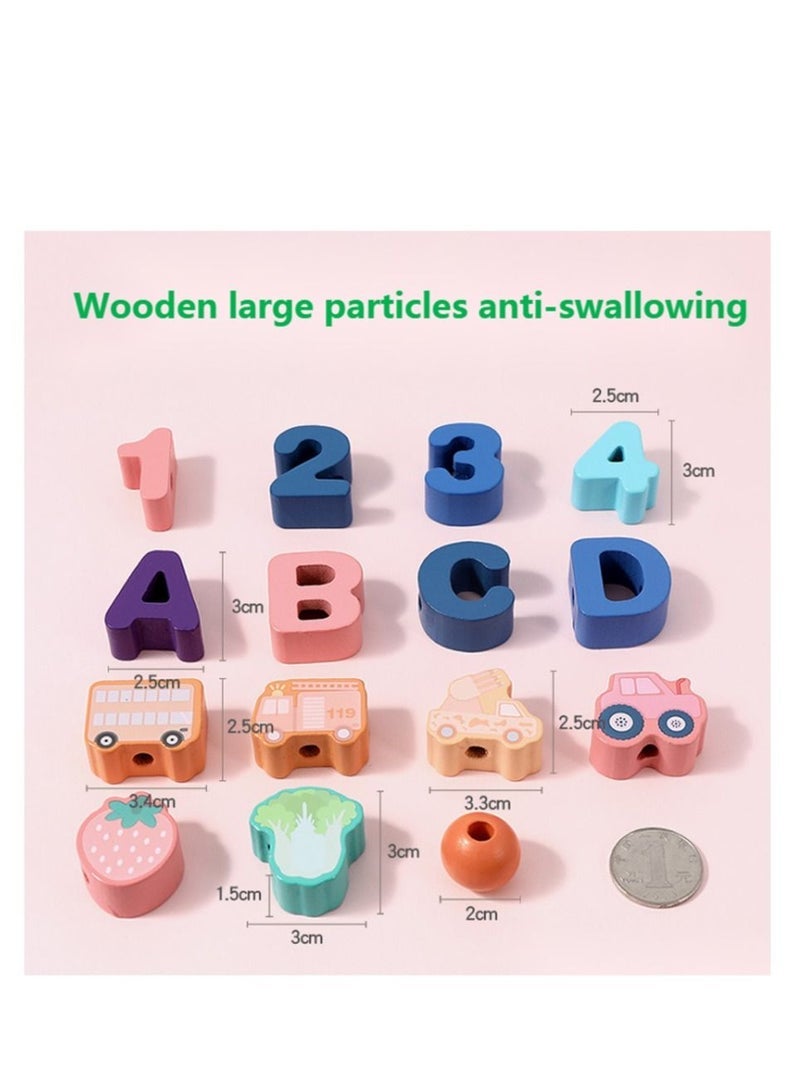 Loquat Lacing Beads Toys for Toddlers Wooden Primary String Threading Beads Animals Fruits Lacing Toy Preschool Fine Motor Skills Educational Toy for 3 4 5 6 7 8 Years Old Kids Boys Girls - Image 5