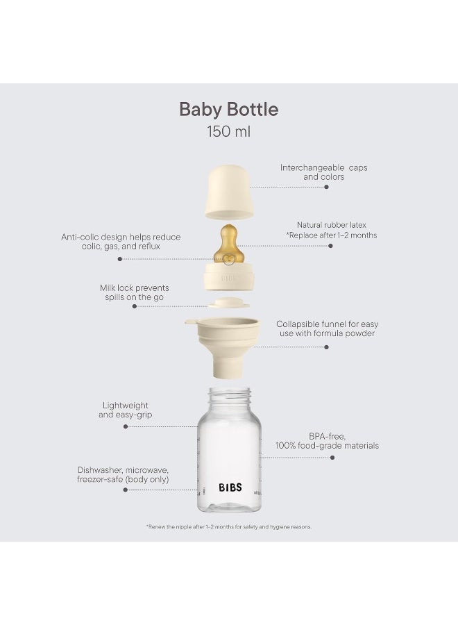 BIBS زجاجة بيبس للأطفال 150 مل بحلمة مطاطية طبيعية - مجموعة زجاجات الأطفال مضادة للمغص خالية من BPA - Image 2