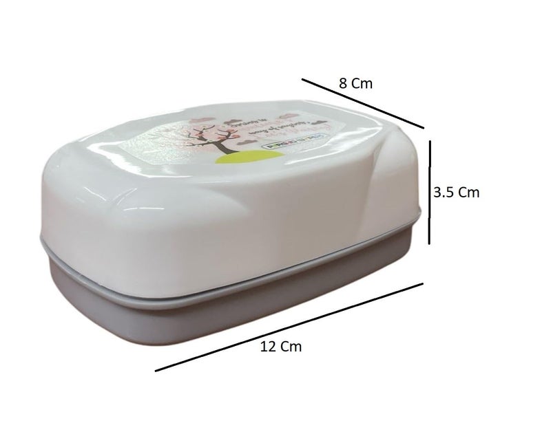 c s m CSM Plastic Self Drain Soap Dish (RIVIERASOAP-3) with Lid, Set of 3, Multicolour - Image 4