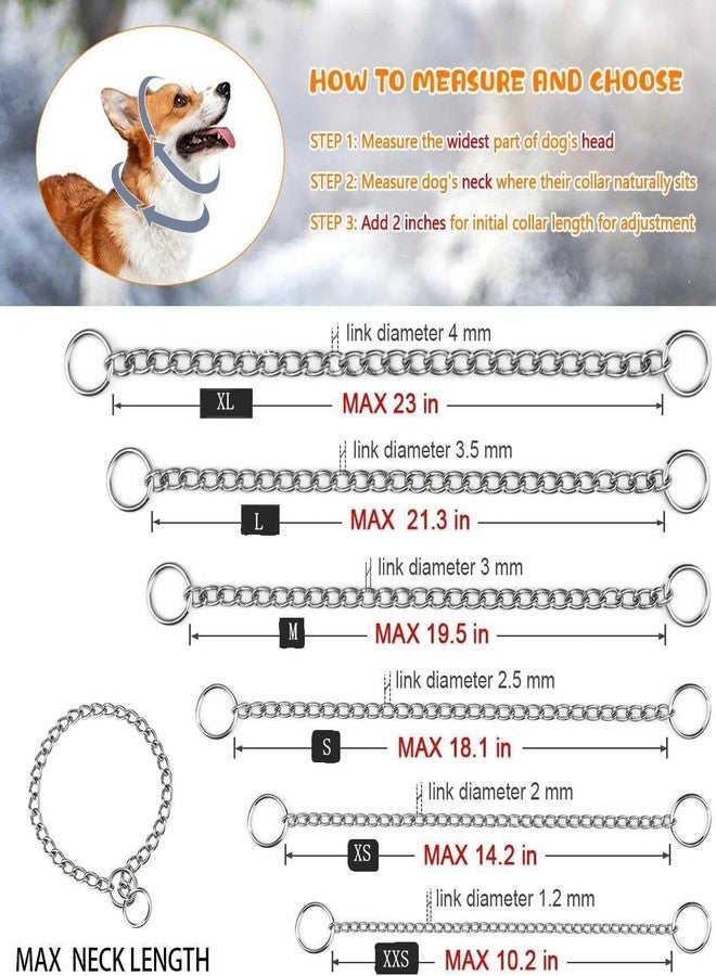 cyhaen Choke Chain for Dogs,Heavy Chain Dog Metal Training Collars, Adjustable Metal Necklace Martingale Puppy Collars for XXS XS Small Medium Large Big XL Breed Dogs, Silver S - Image 4