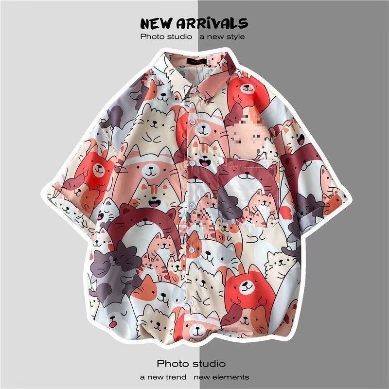 Vintage Retro Floral Shirt Hong Kong Style Short-Sleeved Hainan Island Shirt Hawaiian Summer Beach Shirt Trendy Brand For Men And Women - Image 1