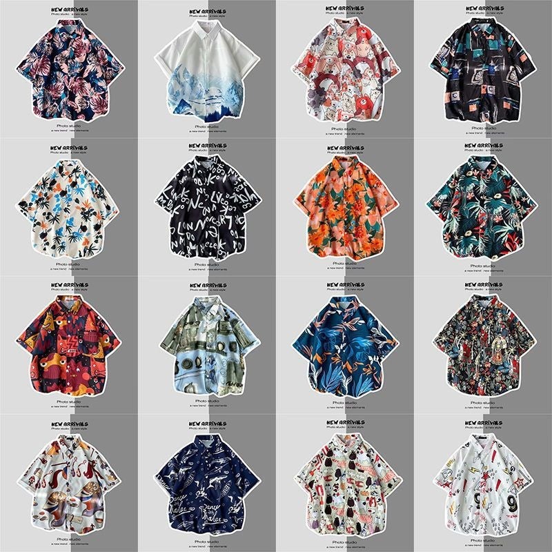 Vintage Retro Floral Shirt Hong Kong Style Short-Sleeved Hainan Island Shirt Hawaiian Summer Beach Shirt Trendy Brand For Men And Women - Image 3