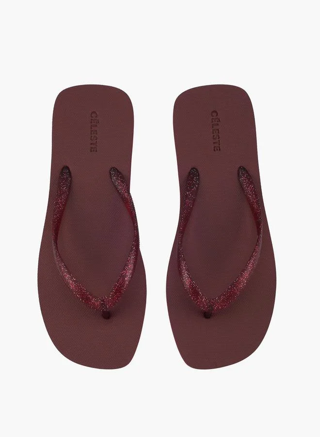 سيليست Women Glitter Strap Flip Flops