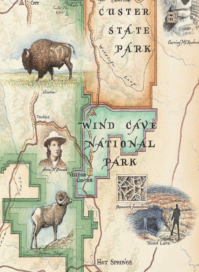 Xplorer Maps Black Hills National Forest Map Poster - Mount Rushmore & Devils Tower - 18x24 Vintage-Style Lithographic Print - Made in USA - Image 3