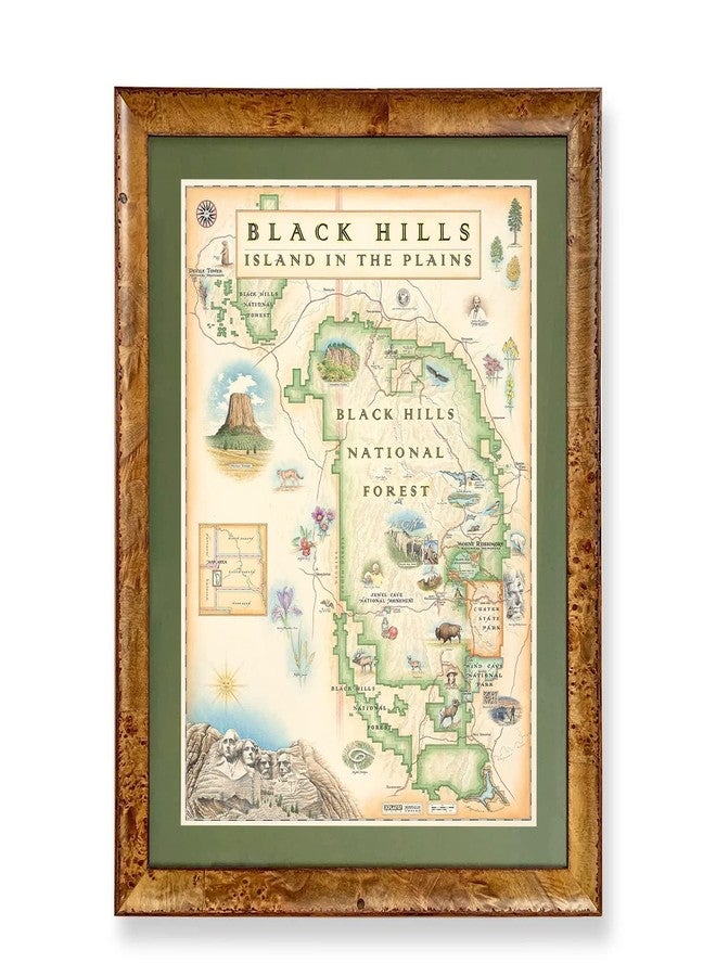 Xplorer Maps Black Hills National Forest Map Poster - Mount Rushmore & Devils Tower - 18x24 Vintage-Style Lithographic Print - Made in USA - Image 2