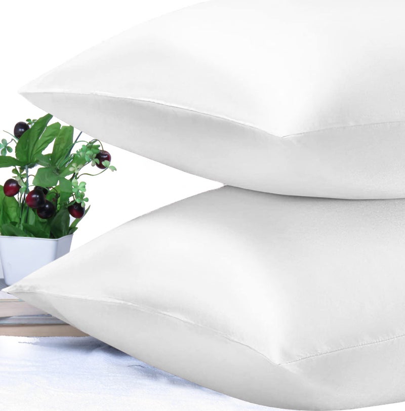 Riara Satin Silk Pillowcase Pillow Case Covers with Envelop Closure for Hair and Skin Home Bed Decor Set of 2 Pillowcase Free 3 Pc Scrunchie (Regular Size (18"x27"), Blanc De Blanc) - Image 4