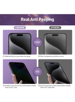 Rock Pow (2 Pcs) Case Privacy Screen Protector for iPhone 15 Pro 2023 9H Anti Spy Dark Tempered Glass Screen Film Guard for iPhone 15 Pro 6.1 Inch 2023 Case Friendly Bubble Free  - Image 3