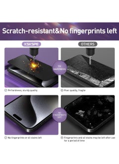 Rock Pow (2 Pcs) Case Privacy Screen Protector for iPhone 15 Pro 2023 9H Anti Spy Dark Tempered Glass Screen Film Guard for iPhone 15 Pro 6.1 Inch 2023 Case Friendly Bubble Free  - Image 5