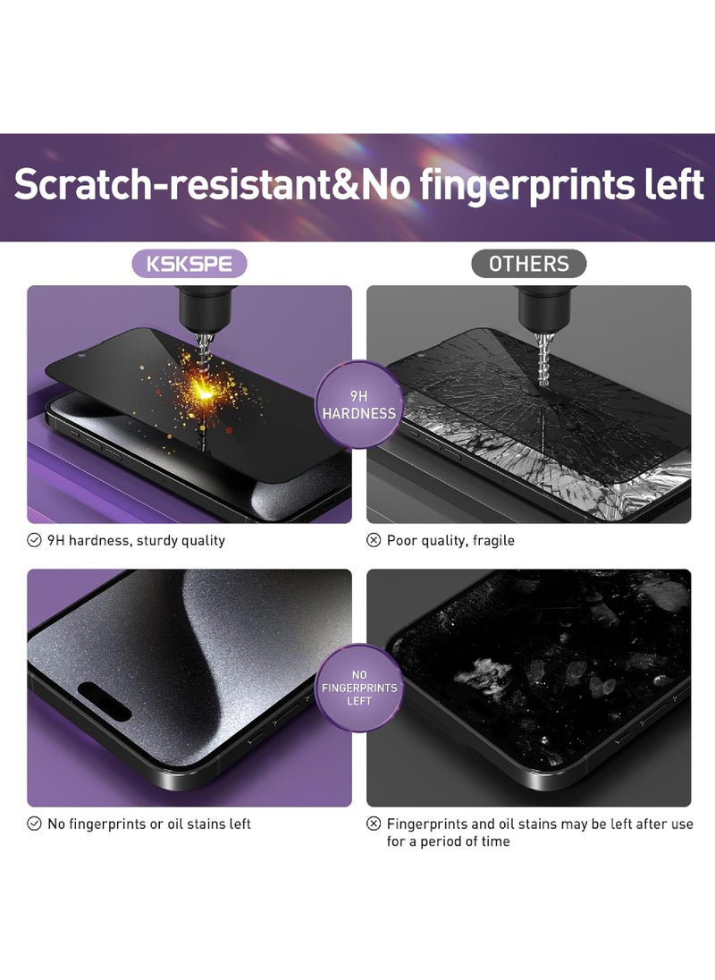 Rock Pow (2 Pcs) Case Privacy Screen Protector for iPhone 15 Pro 2023 9H Anti Spy Dark Tempered Glass Screen Film Guard for iPhone 15 Pro 6.1 Inch 2023 Case Friendly Bubble Free  - Image 5
