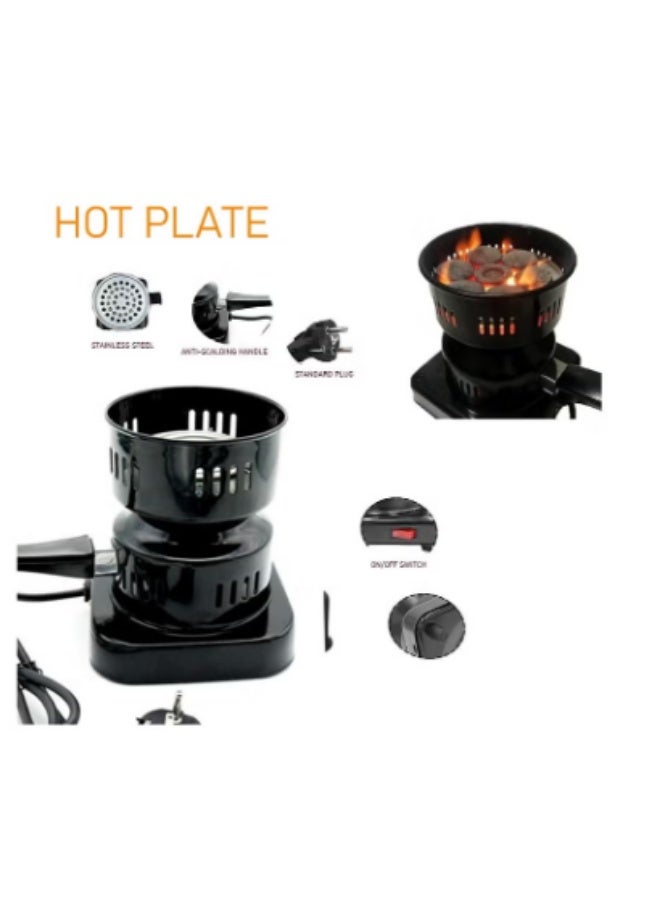 Electric Charcoal Lighter Hot Plate with Anti-Burn Handle, Black - Image 2