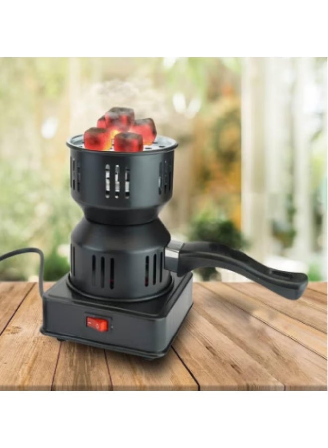 Electric Charcoal Lighter Hot Plate with Anti-Burn Handle, Black - Image 1