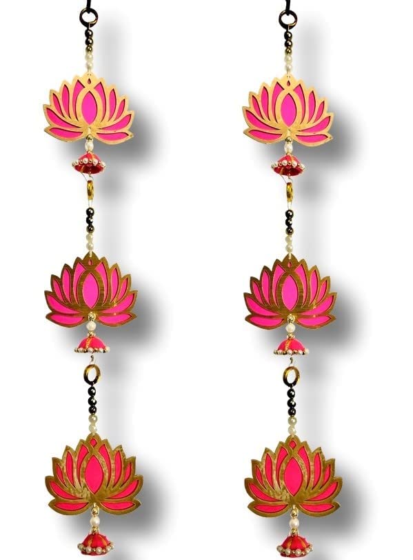 BENAVJI MDF Handmade Wall Decor Lotus with Ball Style,Hanging for Home Decor,Diwali Decor,Wedding and All Festival Decor |Lotus Hangings for Home Decoration|Lotus Export Quality |Pink Pack of 11 - Image 5