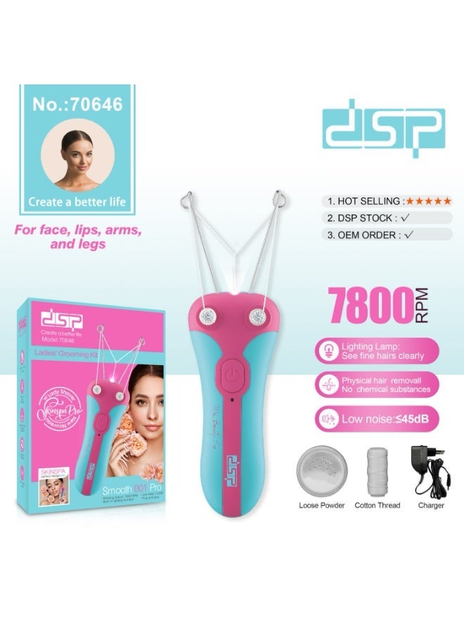 DSP Hair Removal Epilator, Electric Threading Tool with High-Speed Motor, Removes Facial Peach Fuzz and Upper Lip Hair from the Root, for Home Beauty Care, Smooth Makeup Base and Hairless Face - Image 3