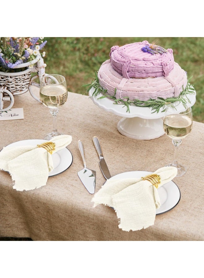 GuRiver 12 Pcs Cotton Linen Cloth Napkin, Handmade Cloth Napkins with Fringe, 43x 43cm Soft Cloth Dinner Napkin Square Table Napkins for Dinners, Parties, Weddings, Wedding Napkin Beige - Image 5