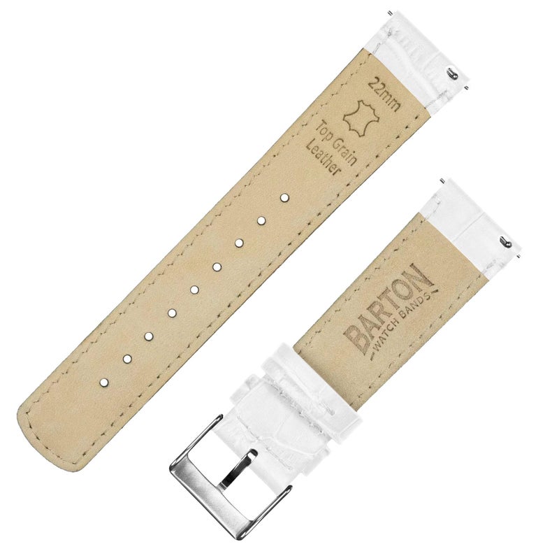 BARTON WATCH BANDS, 12mm White - Alligator Grain - Quick Release Leather Watch Bands - Image 4
