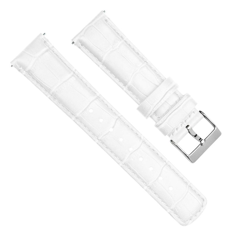 BARTON WATCH BANDS, 12mm White - Alligator Grain - Quick Release Leather Watch Bands - Image 3