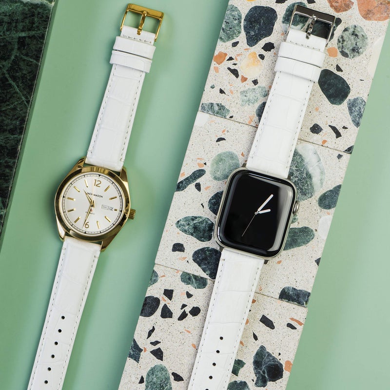 BARTON WATCH BANDS, 12mm White - Alligator Grain - Quick Release Leather Watch Bands - Image 5