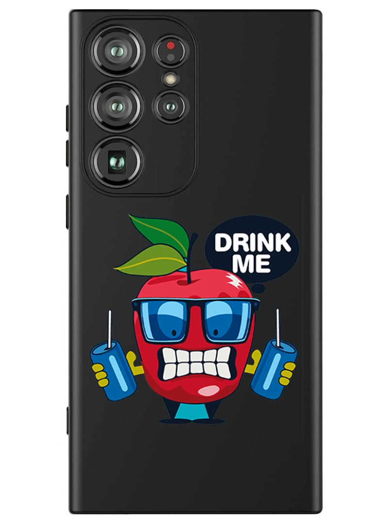 Theodor Protective Slim Fit Case Liquid Silicone Cover with Full Body Protection Anti-Scratch Shockproof Case For Samsung Galaxy S24 Ultra (Black) - Apple drink me - Image 1