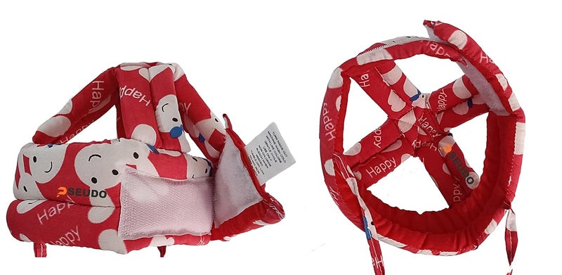PSEUDO Baby Toddlers Kids Child Head Back Safety Protector Pad Cushion Pillow with Straps (Happy Red) - Image 4