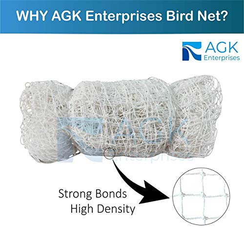AGK Enterprises UV Stabilized Bird Net/Anti Bird Net/Pigeon Net /(10 X 70ft)-25mm Hole 15 PLY with Attached Corner Ropes & Installation Kit/Size (10 x 70 ft.) - Image 2