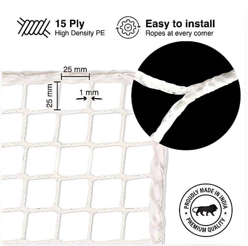 AGK Enterprises UV Stabilized Bird Net/Anti Bird Net/Pigeon Net /(10 X 70ft)-25mm Hole 15 PLY with Attached Corner Ropes & Installation Kit/Size (10 x 70 ft.) - Image 3