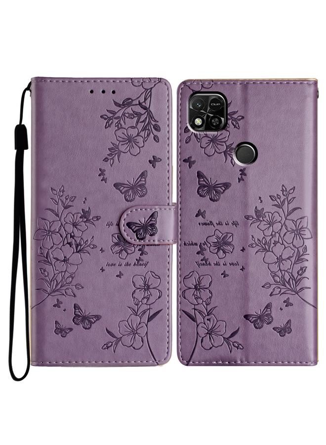 S-TOP Case For Redmi 9C Butterflies and Flowers Leather Phone Case - Image 1