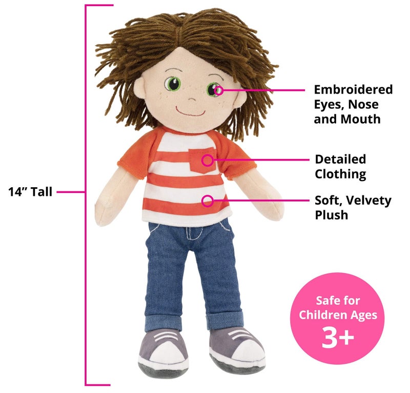 Playtime by Eimmie 14" Soft Baby Doll - Plush Rag Dolls for 2 Year Old Girls and Boys, Toddler & Infants - Girl Toys - Stuffed Toy Companion - Washable & Sensory Fabric Body - Ollie Doll for Baby Boy - Image 3