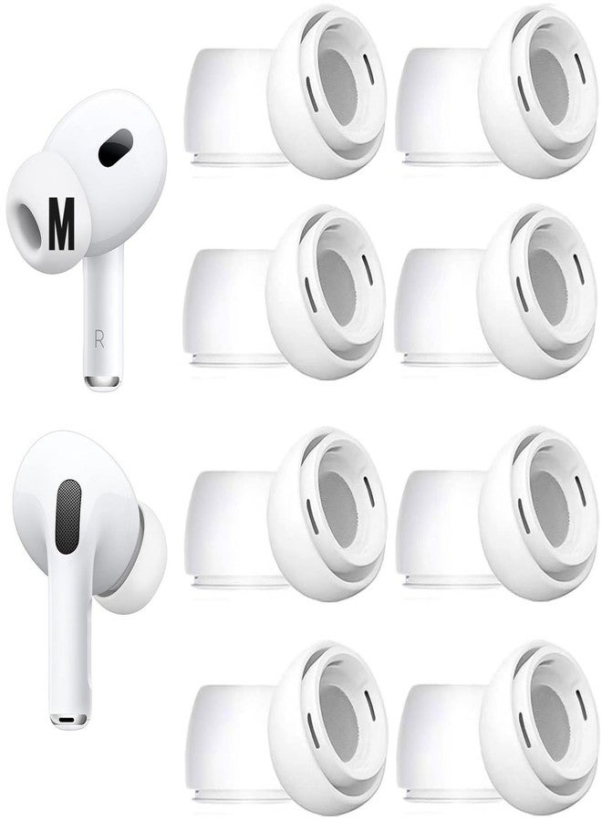 BLLQ 8 مجموعات من وسادات الأذن متوسطة الحجم بديلة لـ AirPods Pro الجيل الثاني / الأول، مع ثقب لتقليل الضوضاء، وسادات أذن سيليكون 8 أزواج متوافقة مع AirPods Pro 2 / AirPods Pro 1، أبيض M - Image 1