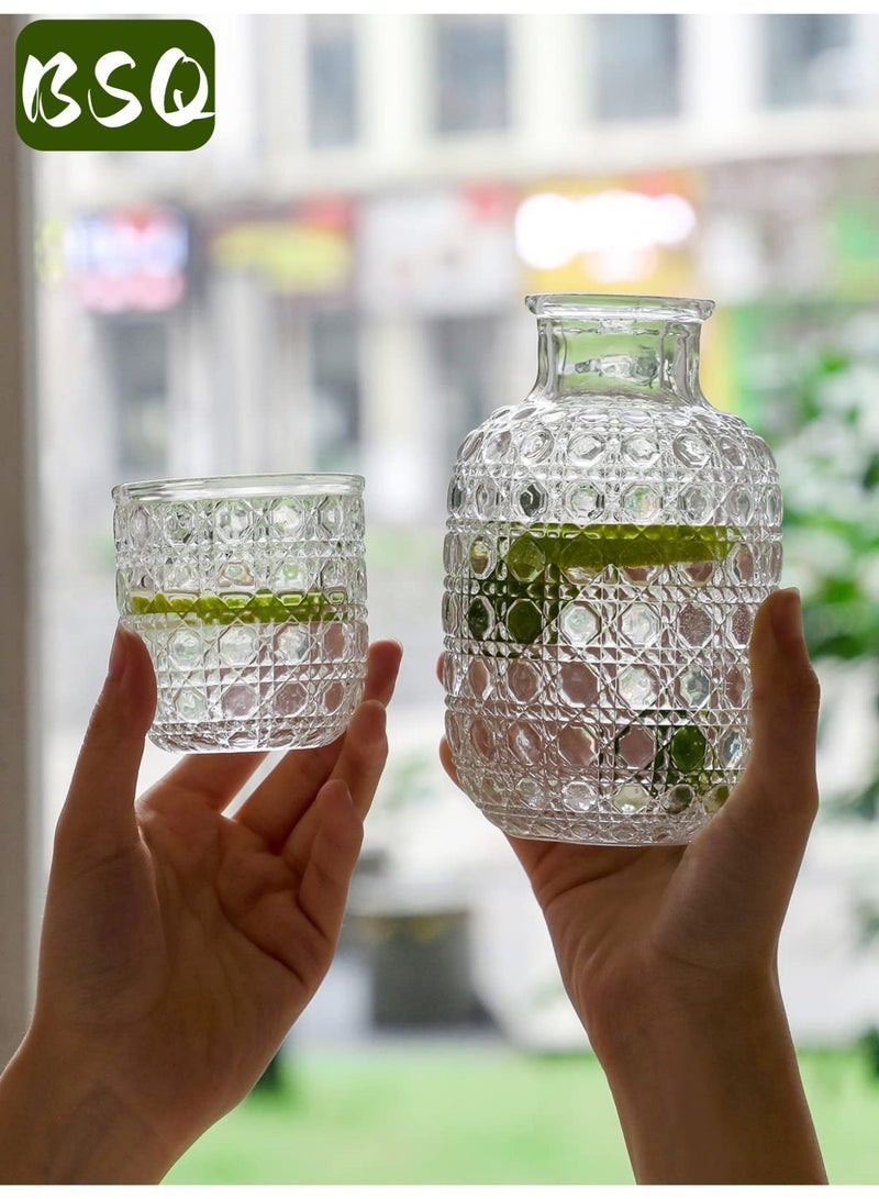 BSQ Bedside Kettle and Glass Set | Vintage Juice Juice Pitcher | Clear Glass Mouthwash Bottle | Convenient for Nighttime Drinking | Can be Placed on a Bedside Table | For Storing Water, Juice, and Other Alcoholic Beverages - Image 5