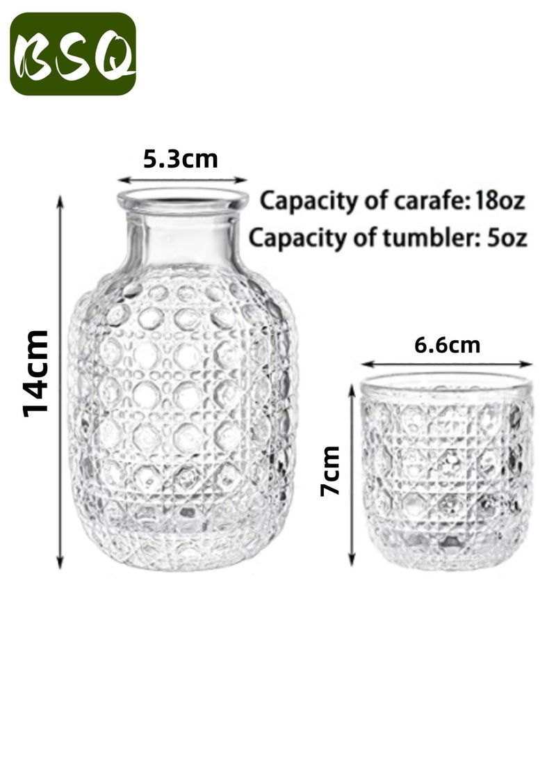 BSQ Bedside Kettle and Glass Set | Vintage Juice Juice Pitcher | Clear Glass Mouthwash Bottle | Convenient for Nighttime Drinking | Can be Placed on a Bedside Table | For Storing Water, Juice, and Other Alcoholic Beverages - Image 4