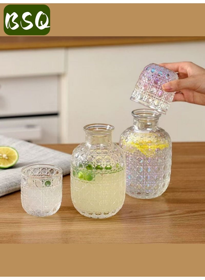 BSQ Bedside Kettle and Glass Set | Vintage Juice Juice Pitcher | Clear Glass Mouthwash Bottle | Convenient for Nighttime Drinking | Can be Placed on a Bedside Table | For Storing Water, Juice, and Other Alcoholic Beverages - Image 3