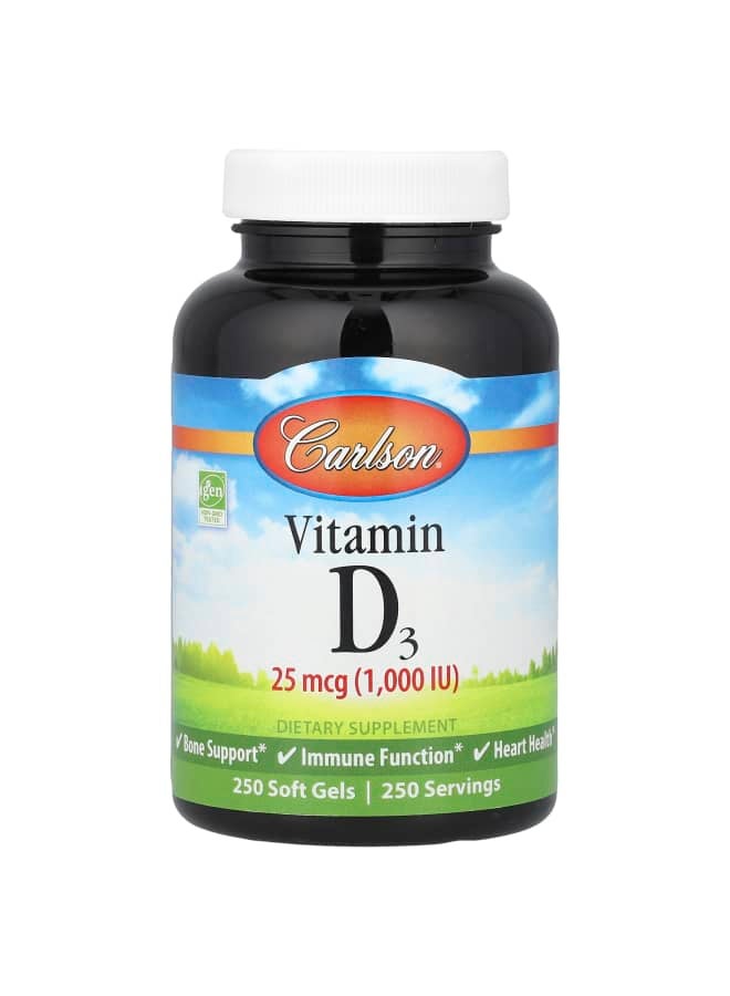 Carlson Vitamin D3, 25 mcg (1,000 IU), 250 Soft Gels