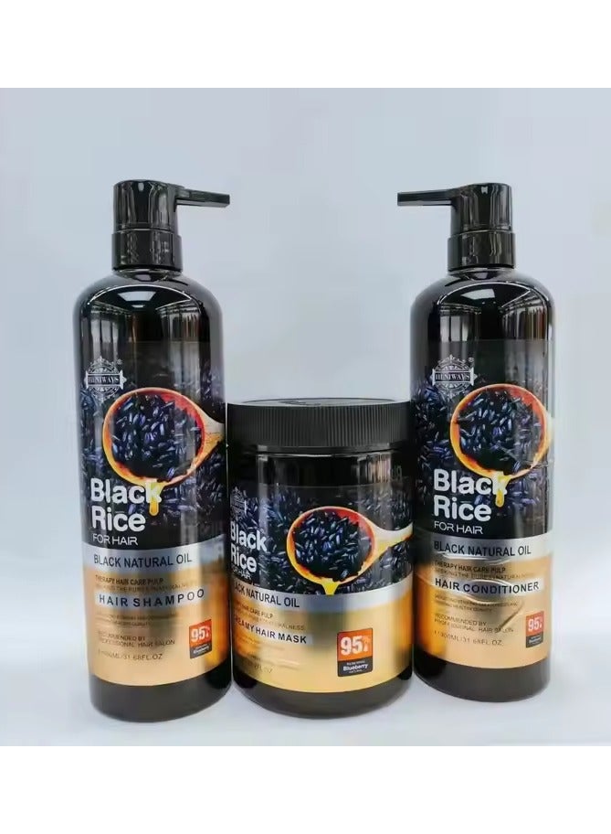 900ml Black Rice FOR HAIR BLACK NATURAL OIL THERAPY HAIR CARE PULP SEEKING THE PIRESTNATURALNESS HAIR SHAMPOO - Image 4