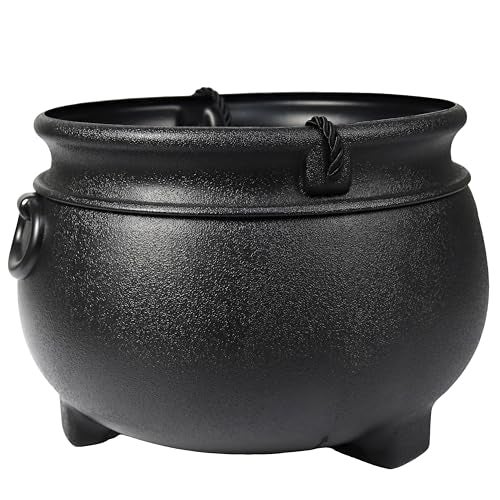 GiftExpress 12" Black Cauldron - Large Plastic St. Patrick's Day Pot of Gold Coin Party Bucket Decor - Halloween Witch Kettle For Candy, Treats & Punch Bowl - Image 5